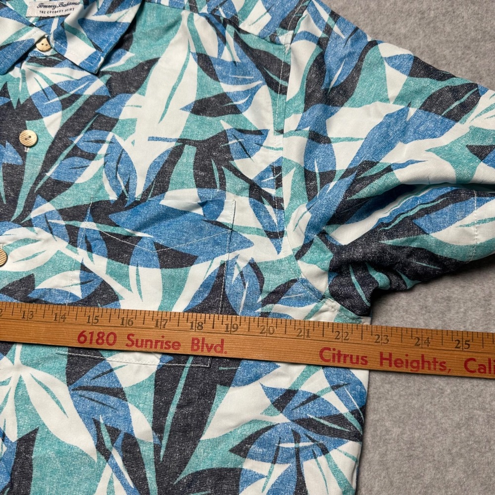 Tommy‎ Bahama The Coconut Point IslandZone Blue Tropical Leaf Shirt Mens Medium - Picture 8 of 9
